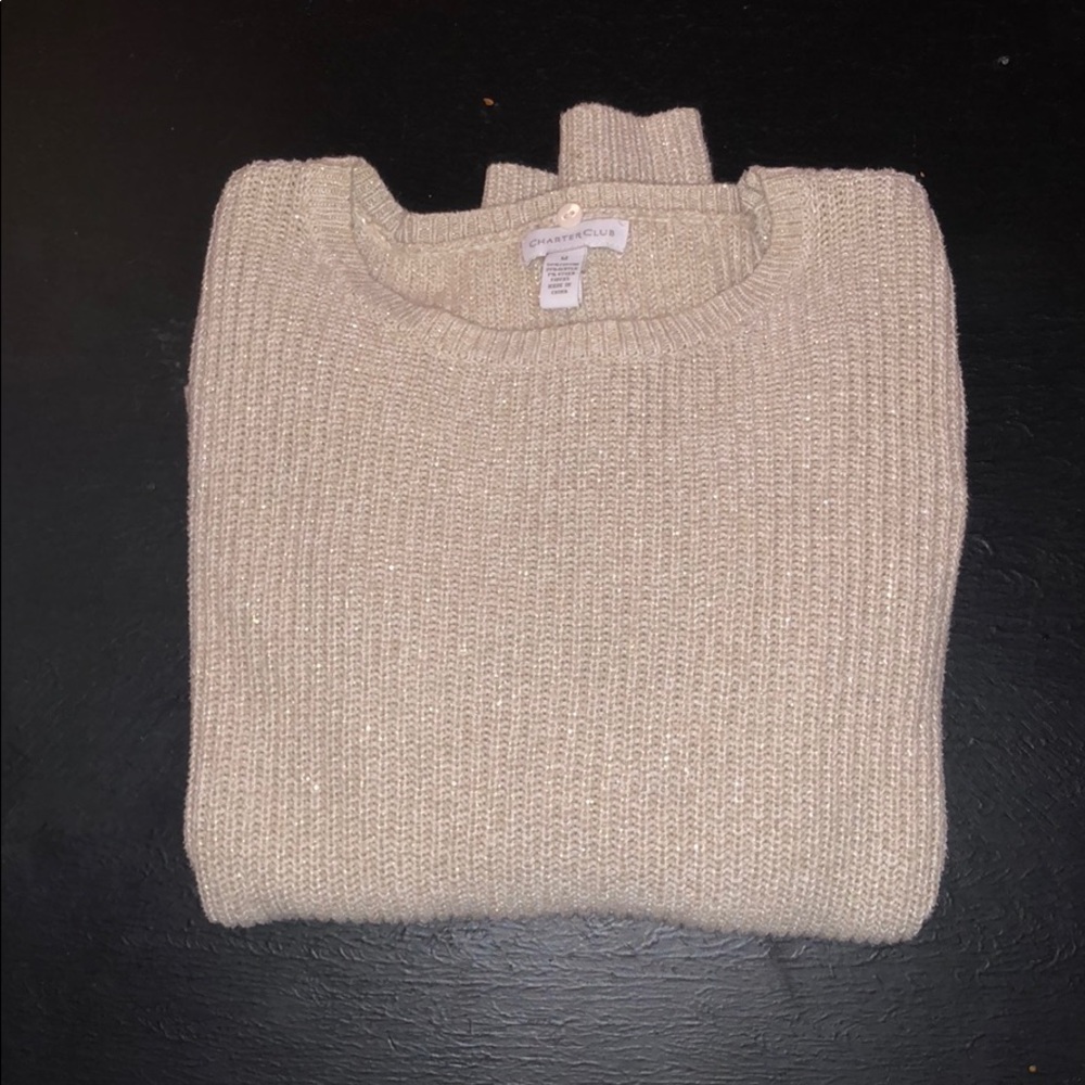 White/Cream & gold sparkle sweater
